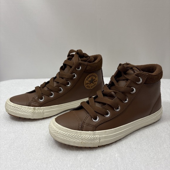 Converse Chuck Taylor All Star PC Boot Hi Junior US 2.5 Leather Shoes Brown - Picture 3 of 14